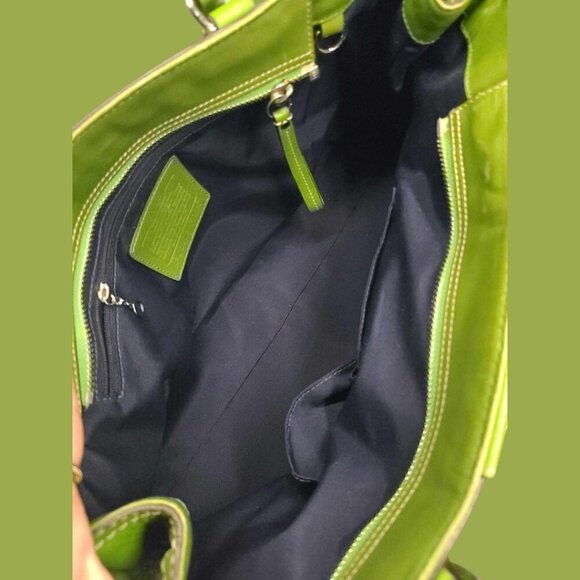 COACH Hampton Pebble Green Leather Satchel - Picture 14 of 15
